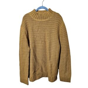 Vintage Pendleton 100% ALPACA Wool Sweater Chunky Knit Pullover Mens Large Gold